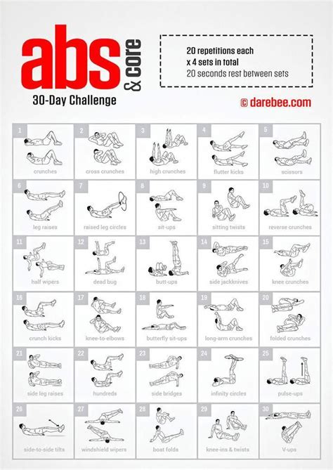 30 Day Abs Core Challenge By DAREBEE 30day Abs Challenge Core