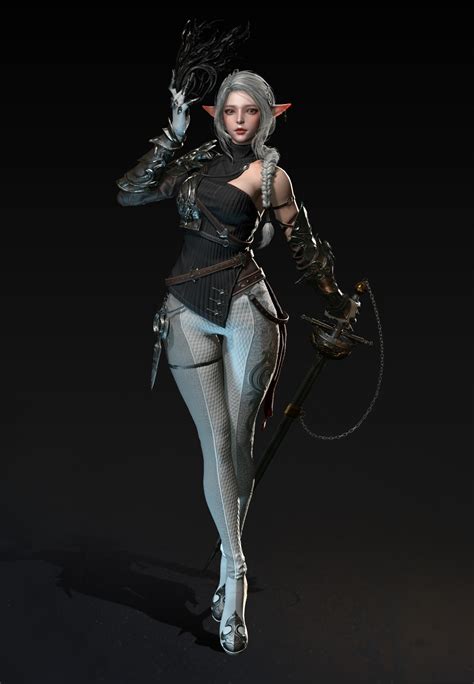 Artstation Silver Hairelf Taeyong Choi Female Character Concept