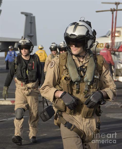 Vertical Photograph Us Navy Pilots On The Flight Deck By Giovanni