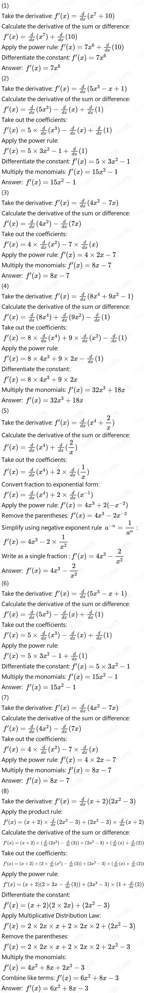 solved for the following exercises find f x for each function 106 f x x 7 10 107 f x 5x