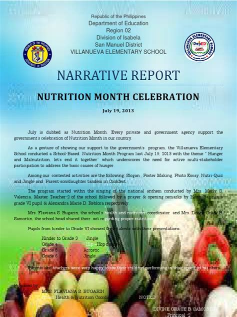 Narrative Report On Nutrition Month