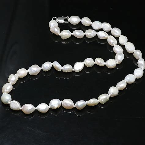 New White Natural Freshwater Cultured Pearl Necklace Irregular Freeform