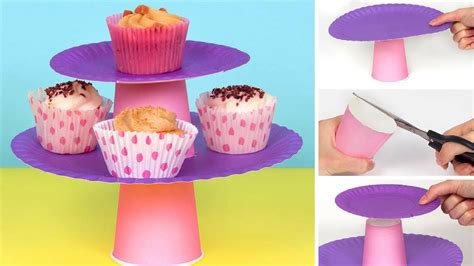 How To Make A Cupcake Stand From Paper Cups And Plates Youtube