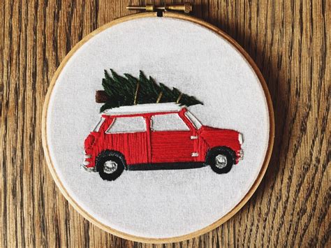 Hand Embroidered Mini Cooper Christmas Decoration Etsy