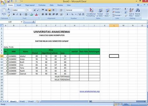 Kumpulan Soal Excel Contoh Soal Rumus Excel Dan Jawabannya Contoh