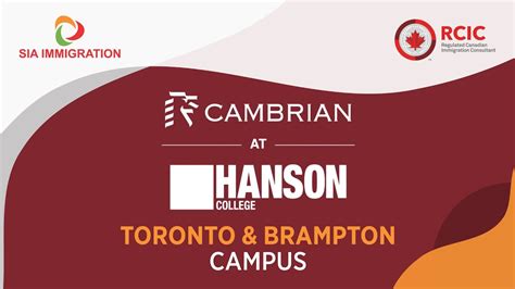 Cambrian At Hanson College Toronto And Brampton Campus Apply With Sia Immigration Youtube