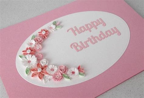 Quilled Birthday Card Handmade Pink Flowers Quilling Design Etsy