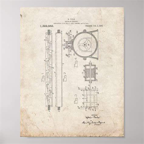 Tesla Valvular Conduit Patent Old Look Poster Zazzle