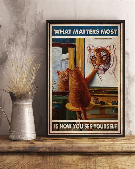 Cat Tiger Reflection Poster Canvas What Matters Most Is How You See