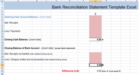 Bank Reconciliation Statement Excel Template XLS Free Excel Templates