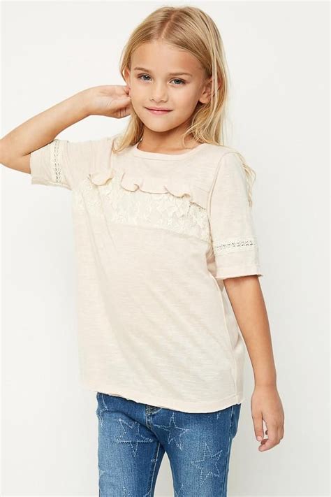 Lace Knit Tee Girls Fashion Tween Seamless Clothing Knit Tees