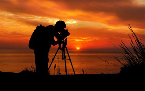 Photographer At Sunset Silhouette Free Stock Photo Public Domain Pictures
