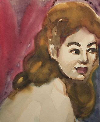 Vintage Impressionist Watercolor Painting Nude Woman Portrait Picclick