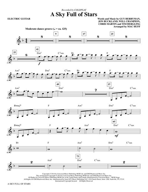 A Sky Full Of Stars Electric Guitar Sheet Music Direct
