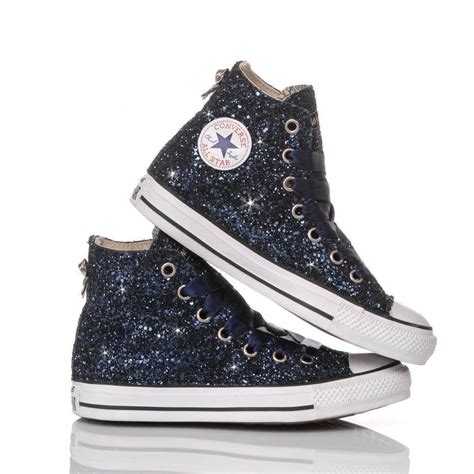 Converse Womens Fullblu118 Blue Glitter Hi Top Sneakers Lyst