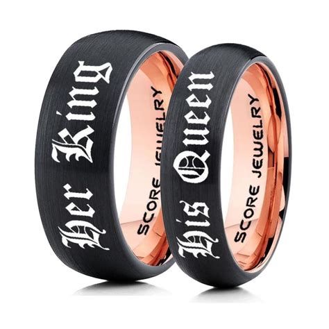 Tungsten ring is the choice of more and more people for wedding bands, engagement bands, anniversary gift, birthday gift, because of its high hardness, and it will not scratch or lose its luster. 2 Piece Couple Set Black Tungsten Rings Her King His Queen 8mm & 6mm Tungsten Wedding Bands ...