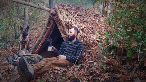Winter Bushcraft Camping In Underground Bunker Digging A Primitive Survival Stealth Shelter By Hand