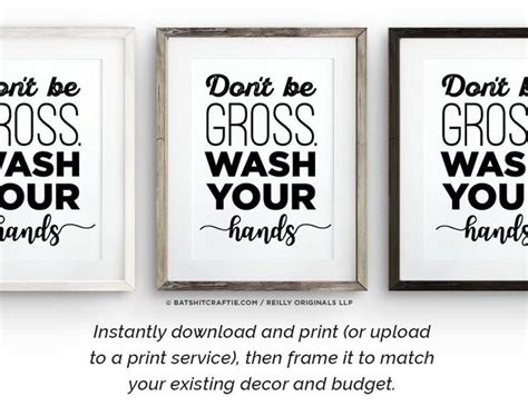 The Original Printable Dont Be Gross Wash Your Hands Etsy Funny