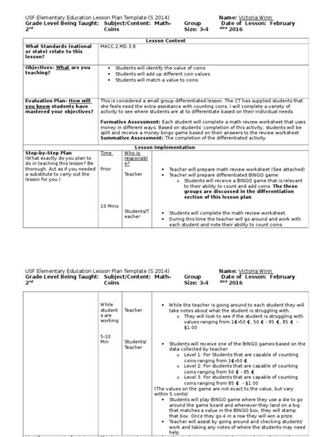 math coins- differentiated lesson 2 | Lesson Plan | Teachers