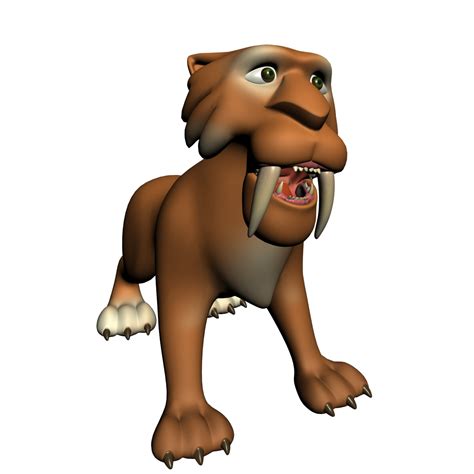 Cartoon Sabertooth Tiger Rigged 3d Model Flatpyramid