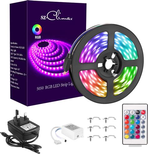 Sz Climax 5m Rgb Led Strip Lights Kits 12v 164ft Colour Changing