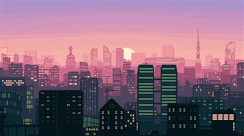 √ Pixel Cityscape Wallpaper