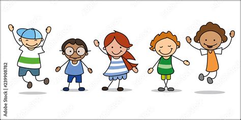 glückliche kinder spielen und tanzen illustration stock vector adobe stock