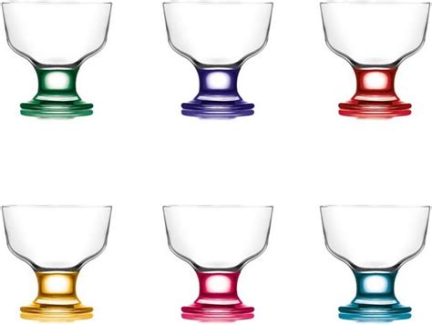 Lav Coral Ice Cream Glasses Dishes Set Of 6 285ml Multi Coloured Boxed Bowls Uk