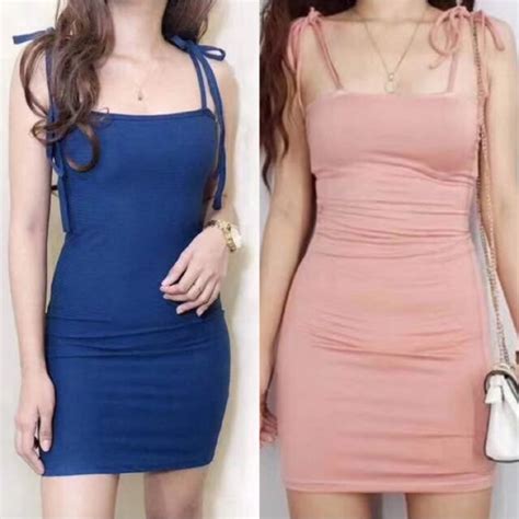 Korean Sexy Summer Mini Bodycon Dress Girls Sexy Plain Color Swing Dressparty Dress Shopee