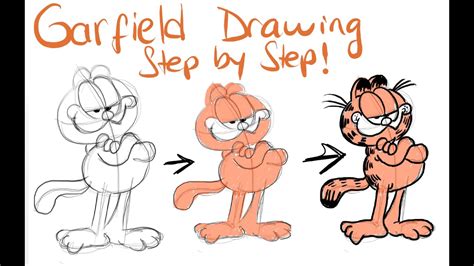 How To Draw Garfield Step By Step Step By Step Garfield Drawing