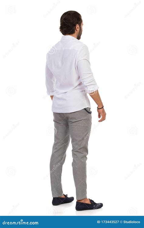 Elegant Man Standing Relaxed Rear View Stock Image Image Of Male