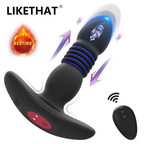 Telescopic Vibrating Butt Plug Anal Vibrator Wireless Remote Sex Toys For Women Heating Dildo