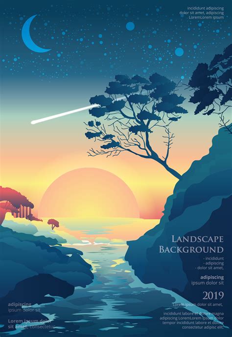 Seascape Poster Background Graphic Design Vector Illustration 540055