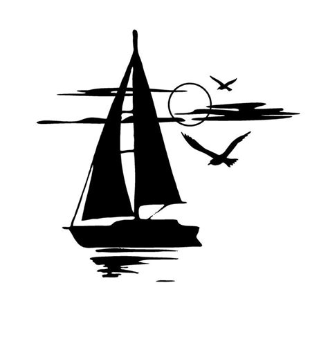 Sailboat Painting Black And White