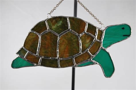 Box Turtle Stained Glass Sun Catcher Etsy