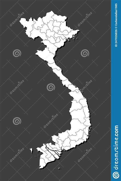 Mappa Vettoriale Paese Vietnam Diviso In Regioni Illustrazione