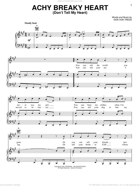 Cyrus Achy Breaky Heart Dont Tell My Heart Sheet Music For Voice