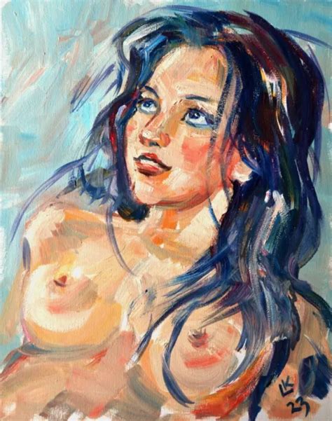 Original Oil Painting Nude Naked Woman Portrait Erotic Wall Art Impressionism Picclick Uk