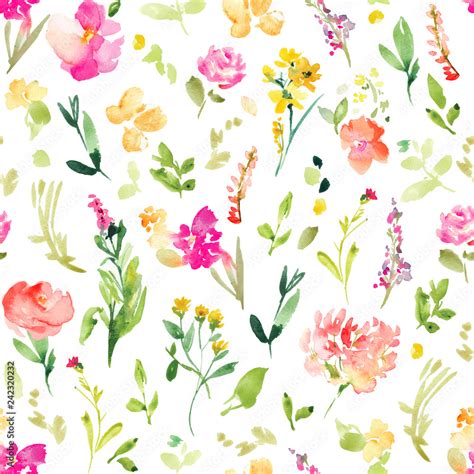 Spring Floral Field Pattern Background Wallpaper Pink Spring Flowers
