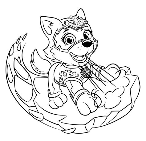Everest From Paw Patrol Mighty Pups Coloring Page Download Print Or