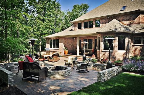 Firepit Set In Paver Patio Surrounded By Seating Walls Patio Wall