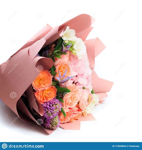 Bouquet Of Mixed Spring Flowers Isolated On White Background Image