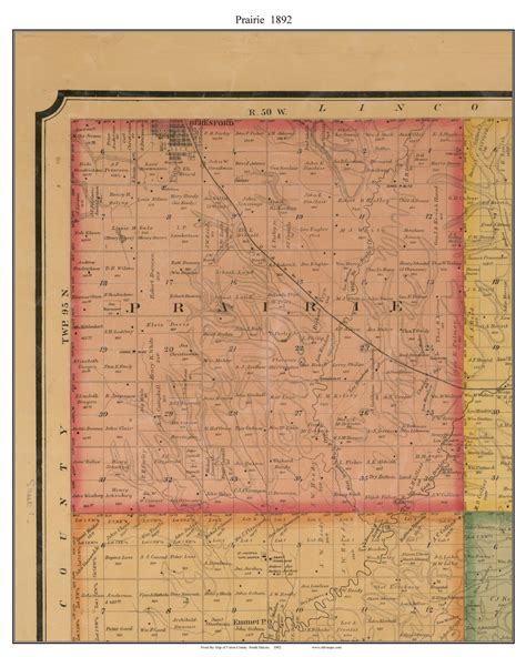 Prairie South Dakota 1892 Old Town Map Custom Print Union Co Old Maps