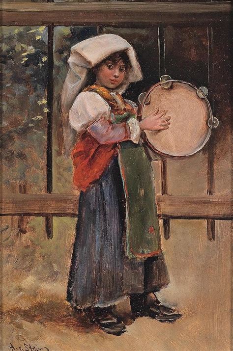 Italian Girl With Tamborine Painting By Alwynstein Pixels
