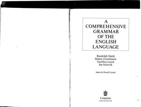 A Comprehensive Grammar Of The English Language Quirk Greenbaum Leech