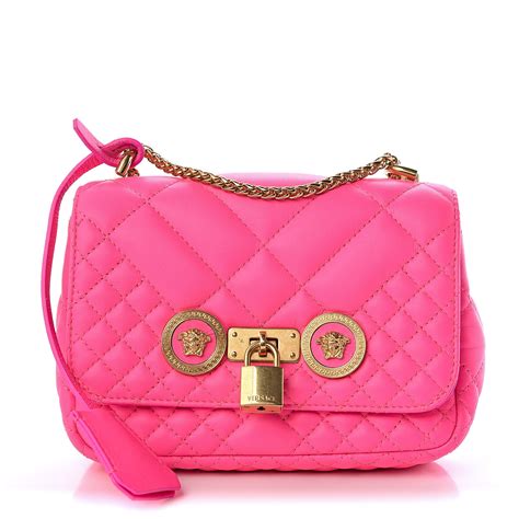 Versace Napa Quilted Printed Icon Small Crossbody Bag Pink 419836