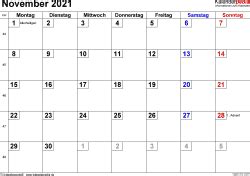 Noch 342 tage bis zum jahresende. Kalender November 2021 als PDF-Vorlagen