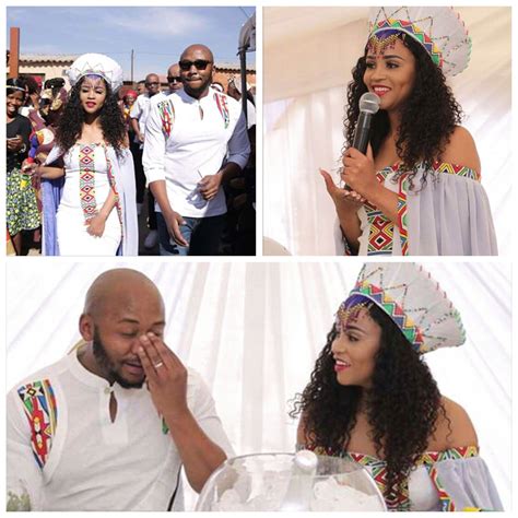 Beautiful Bride In A White Modern Off Shoulder Ndebele Dress With Cape