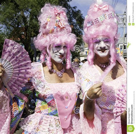 Drag Queens In Pink Wigs Walking In The 37th Annual Provincetown