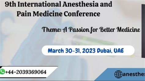 9th International Anesthesia And Pain Medicine Conference Tickets By Womens Nutrition Thursday